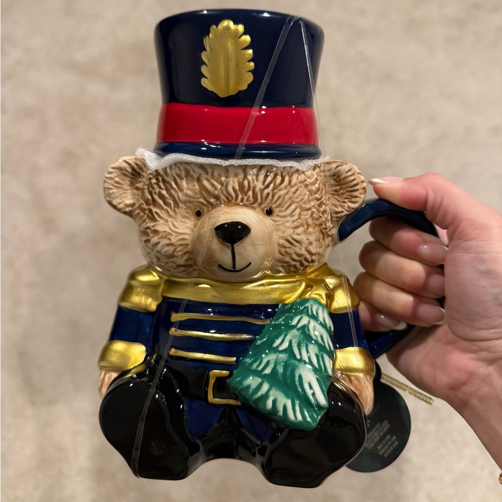 Nutcracker Bear Mug with Gold Accents